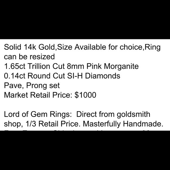 14k Solid Rose Gold Designer Diamond Morganite Halo Ring sz 7.5 - Picture 4 of 5